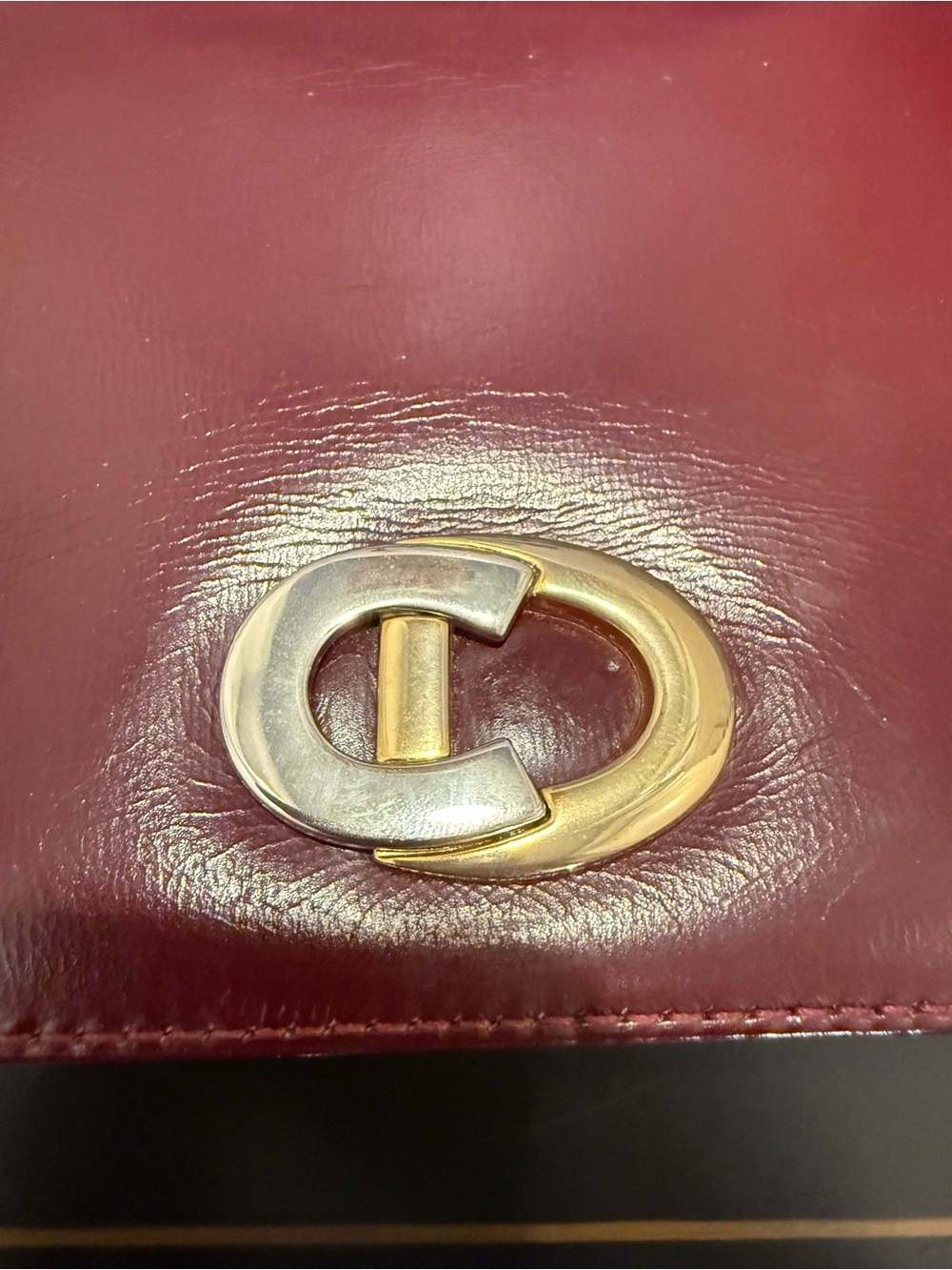 Christian Dior Vintage Burgundy Leather Shoulder Bag - Picture 2 of 13